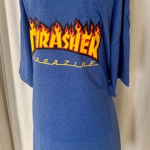 Thrasher “Inferno” Heathered Blue 100% Cotton Tee XL NWOT (Stussy for Exposure)